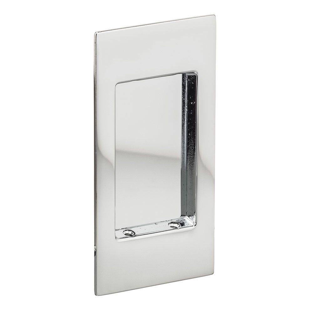 Small Modern Rectangle Flush Pull in Polished Chrome