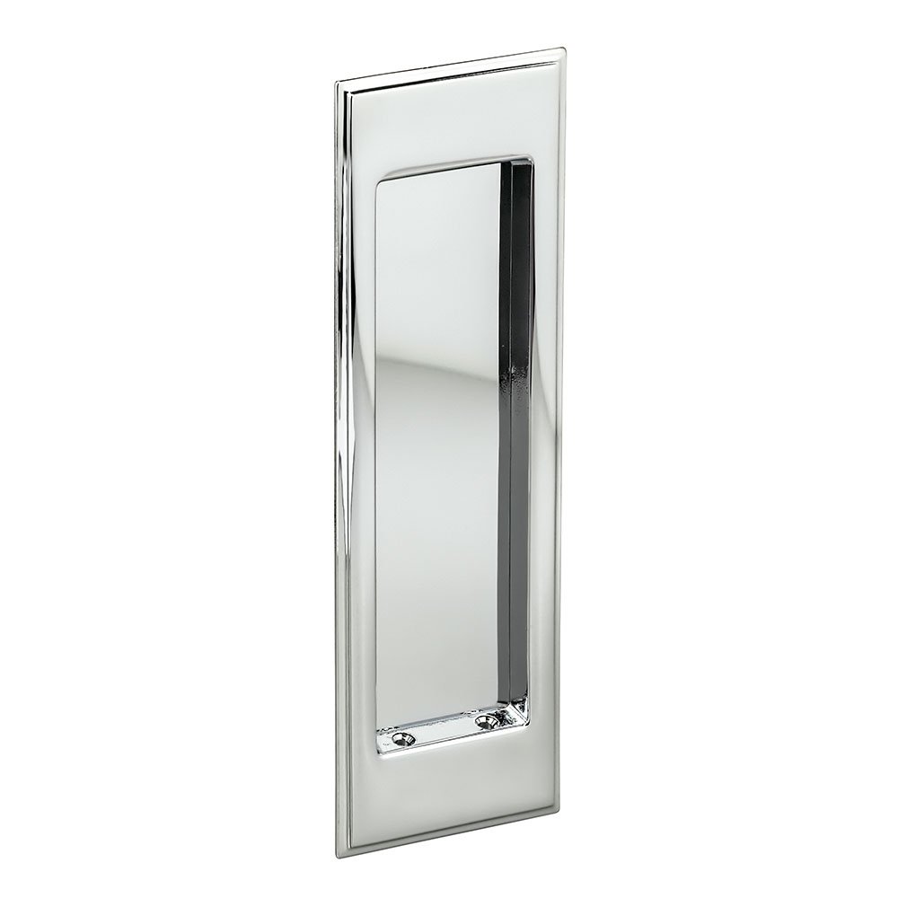 Large Stepped Rectangle Flush Pull in Polished Chrome
