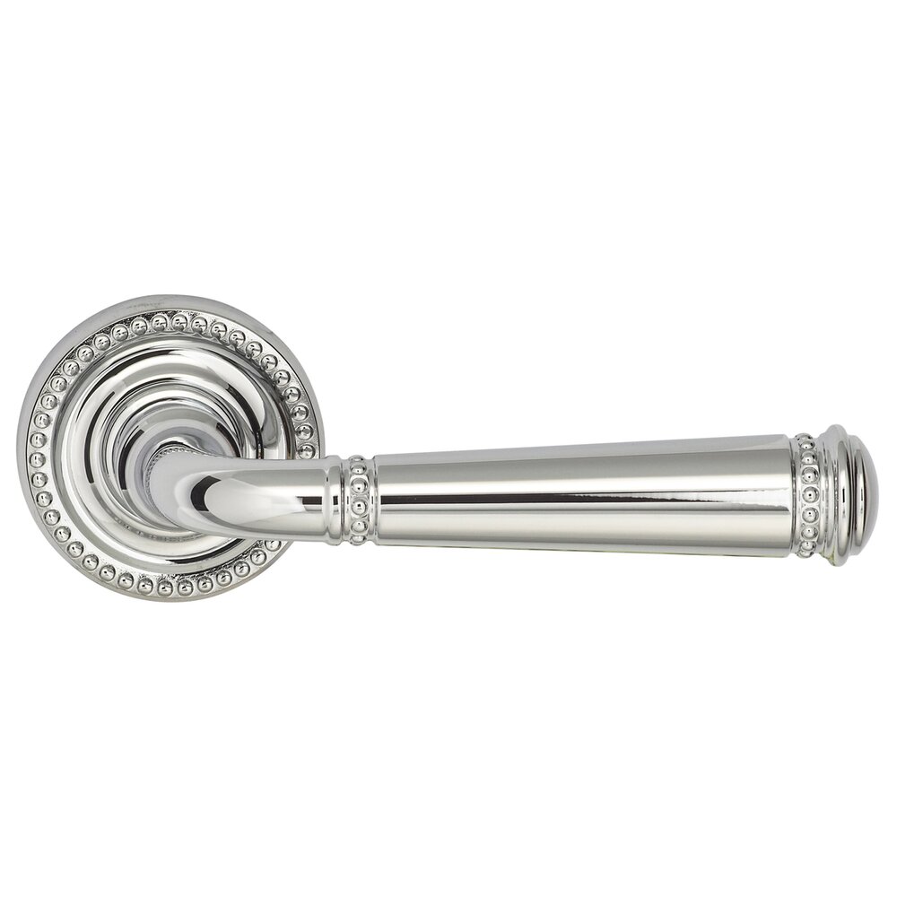 Passage Beaded Lever and Small Beaded Rose in Polished Chrome