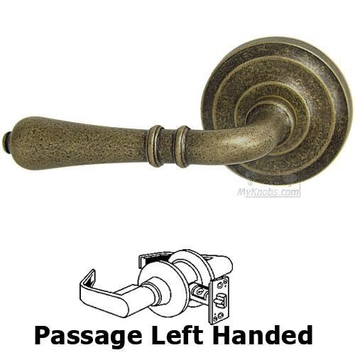 Passage Orlean Left Handed Lever with Radial Rosette in Vintage Brass