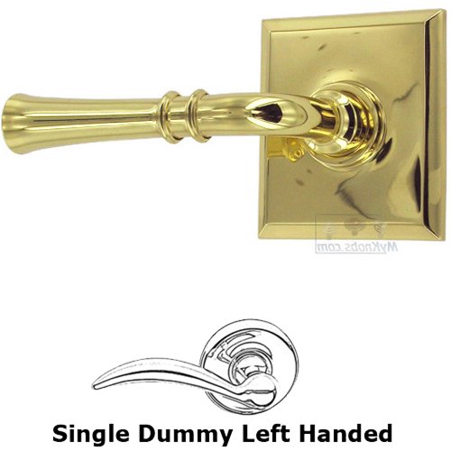 Single Dummy Traditional Left-Handed Lever with Rectangle Rose in Polished Brass Lacquered
