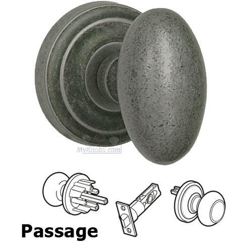 Passage Latchset Classic Egg Knob with Radial Rosette in Vintage Iron