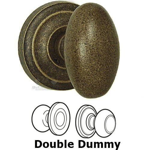 Double Dummy Set Classic Egg Knob with Radial Rosette in Vintage Brass