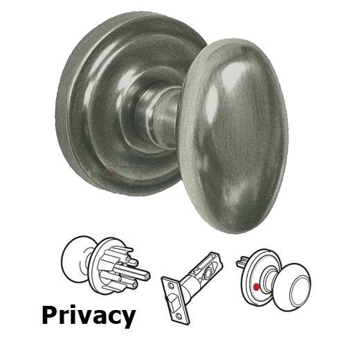Privacy Latchset Classic Egg Knob with Radial Rosette in Pewter