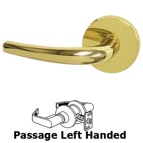 Passage Belmont Left Handed Lever with Plain Rosette in Polished Brass Lacquered