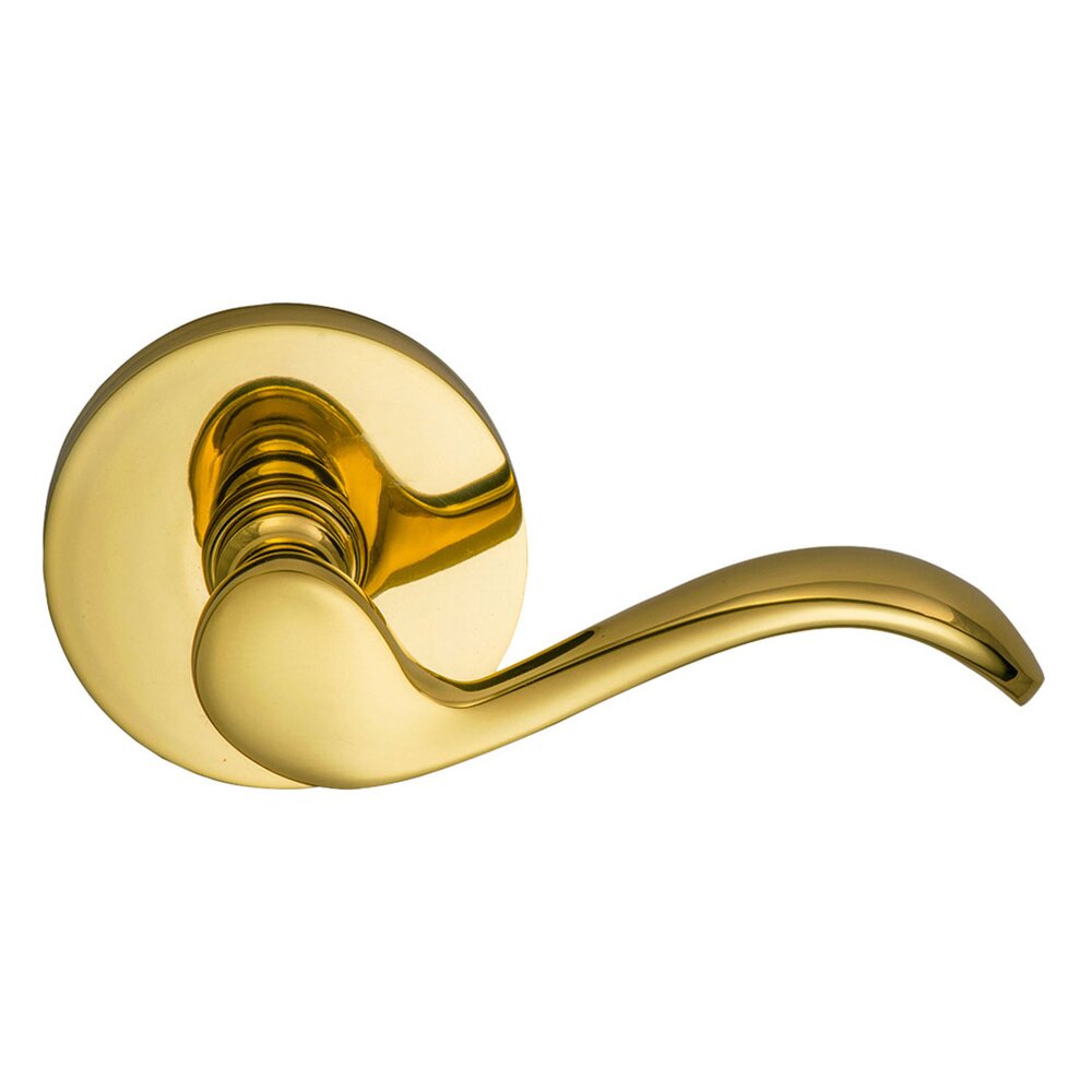 Right Handed Double Dummy Wave Lever with Modern Rose in Polished Brass Lacquered
