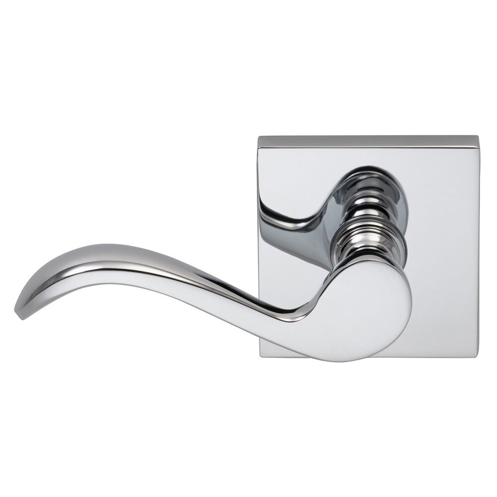 Left-Handed Single Dummy Wave Lever with Square Rose in Polished Chrome Plated