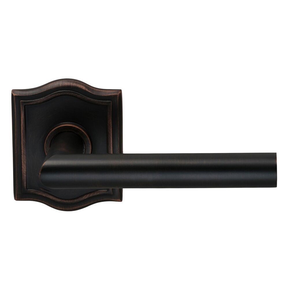 Passage Modern Lever with Arch Rose in Tuscan Bronze