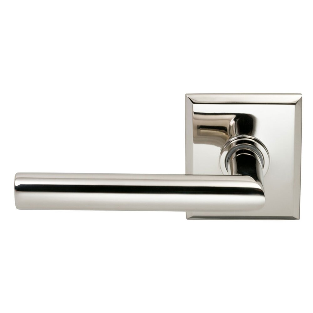 Double Dummy Modern Left-Handed Lever with Rectangle Rose in Polished Nickel Lacquered