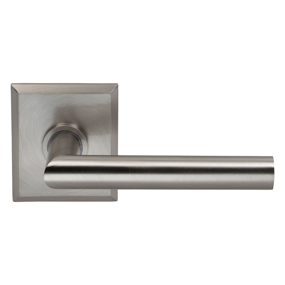 Double Dummy Modern Right-Handed Lever with Rectangle Rose in Satin Nickel Lacquered