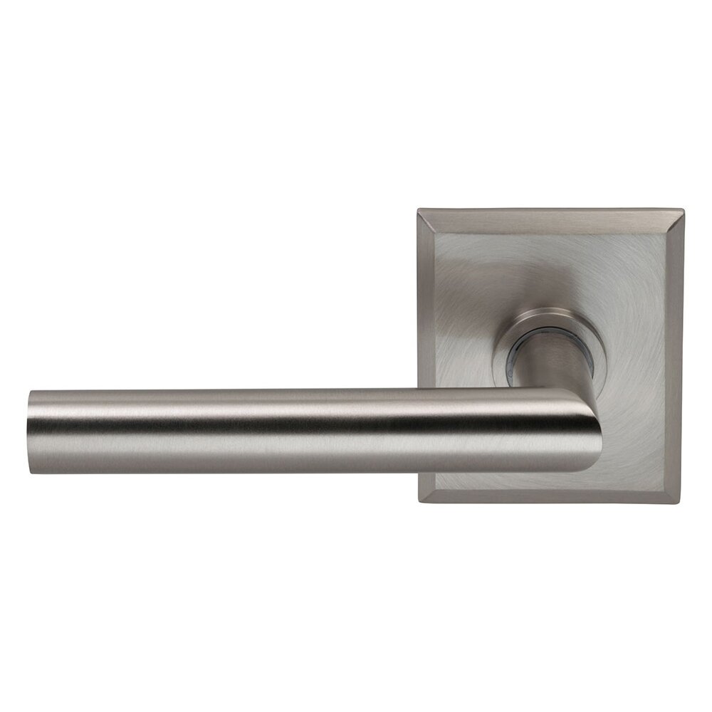 Double Dummy Modern Left-Handed Lever with Rectangle Rose in Satin Nickel Lacquered