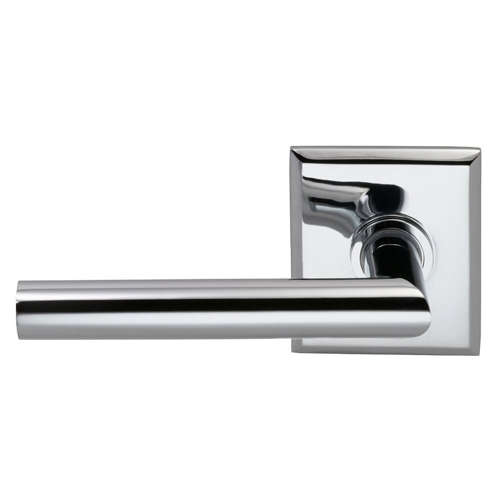 Double Dummy Modern Left-Handed Lever with Rectangle Rose in Polished Chrome