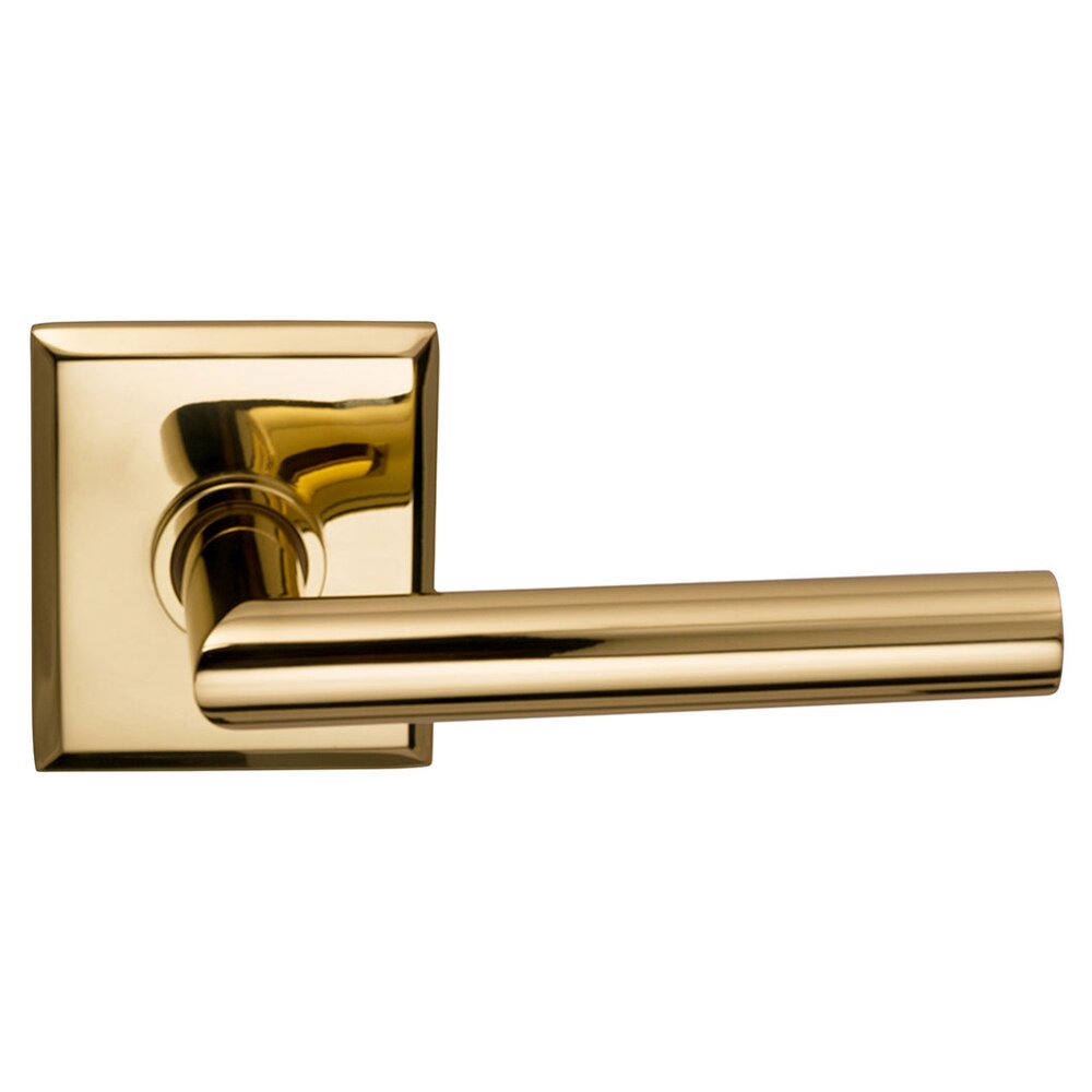 Double Dummy Modern Right-Handed Lever with Rectangle Rose in Polished Brass Lacquered