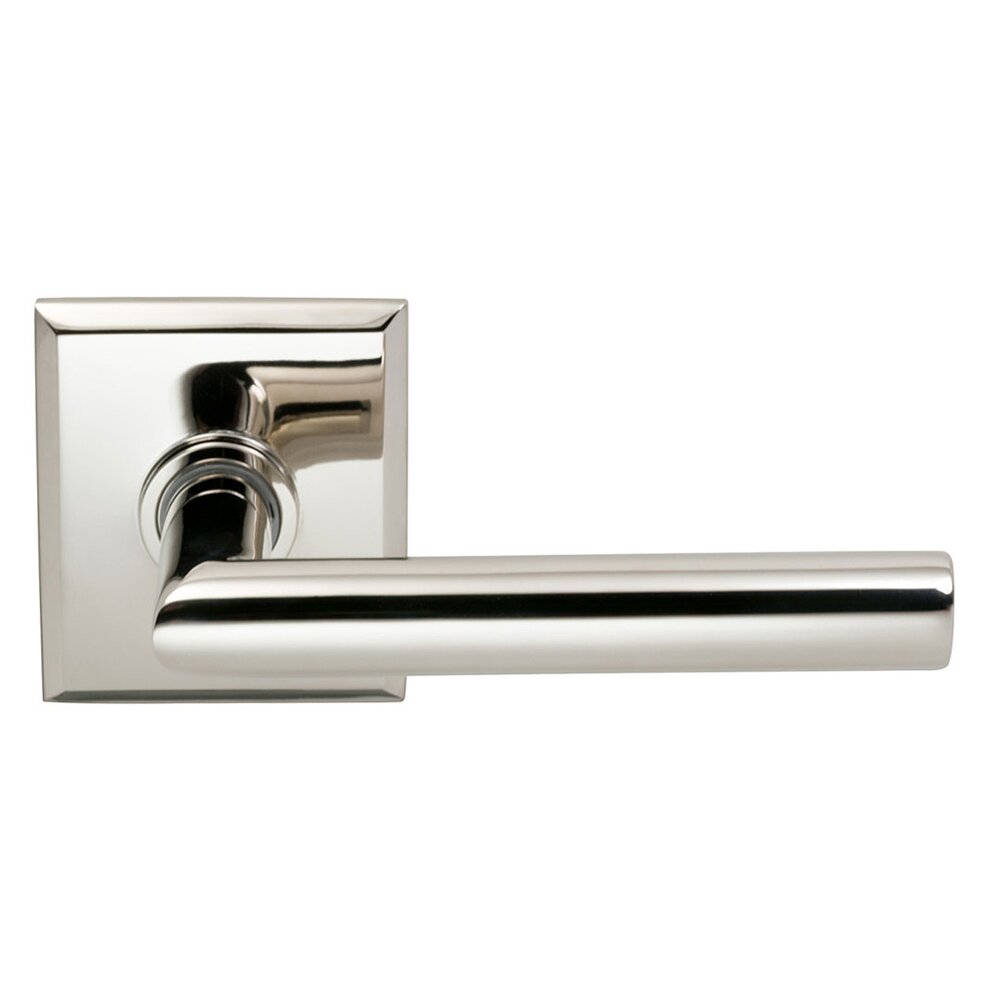 Passage Modern Lever with Rectangle Rose in Polished Nickel Lacquered