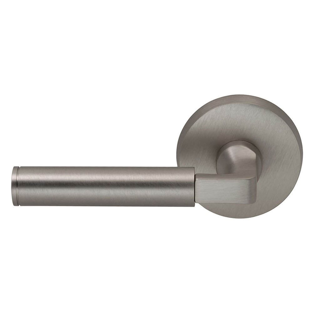 Passage Barrel Left Handed Lever with Plain Rosette in Satin Nickel Lacquered