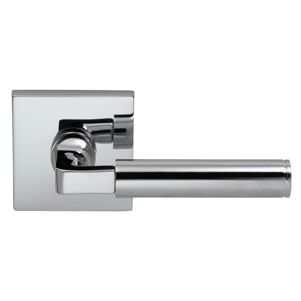 Privacy Barrel Right Handed Lever with Square Rosette in Polished Chrome