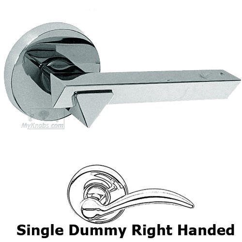 Single Dummy Geo Right Handed Lever with Plain Rosette in Polished Chrome