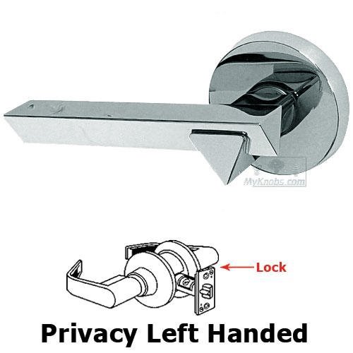 Privacy Geo Left Handed Lever with Plain Rosette in Polished Chrome