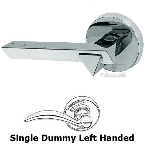 Single Dummy Geo Left Handed Lever with Plain Rosette in Polished Chrome