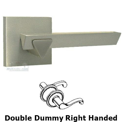 Double Dummy Geo Right Handed Lever with Square Rosette in Satin Nickel Lacquered