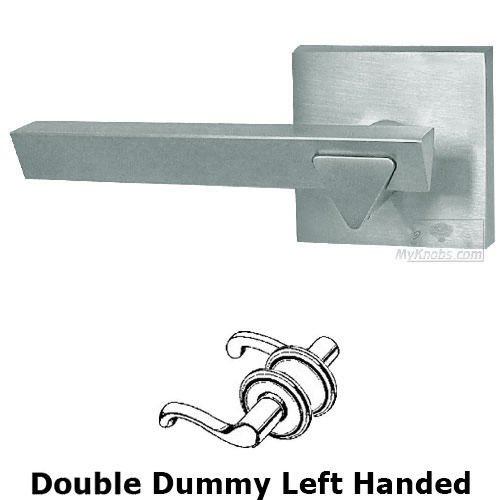 Double Dummy Geo Left Handed Lever with Square Rosette in Satin Chrome