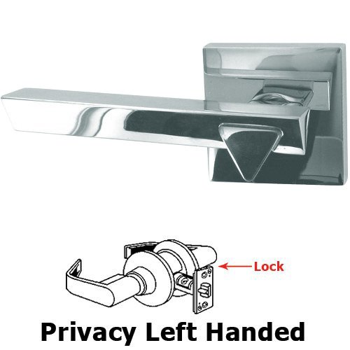 Privacy Geo Left Handed Lever with Square Rosette in Polished Chrome