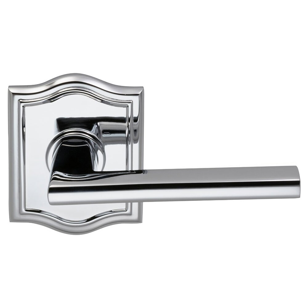 Passage Wedge Lever with Arched Rose in Polished Chrome Plated