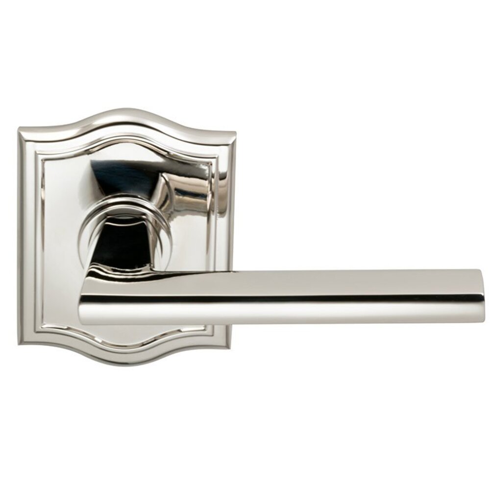 Privacy Wedge Lever with Arched Rose in Polished Nickel Lacquered Plated, Lacquered