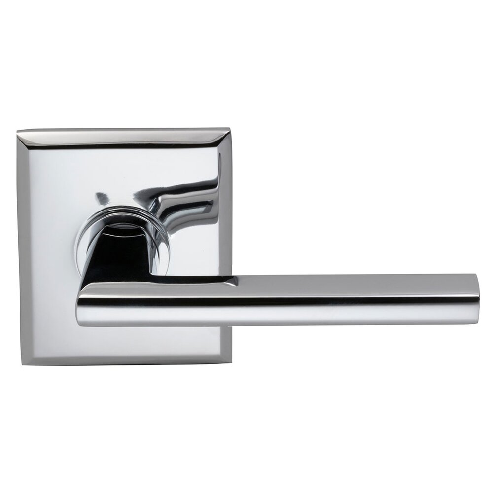 Passage Wedge Lever with Rectangular Rose in Polished Chrome Plated