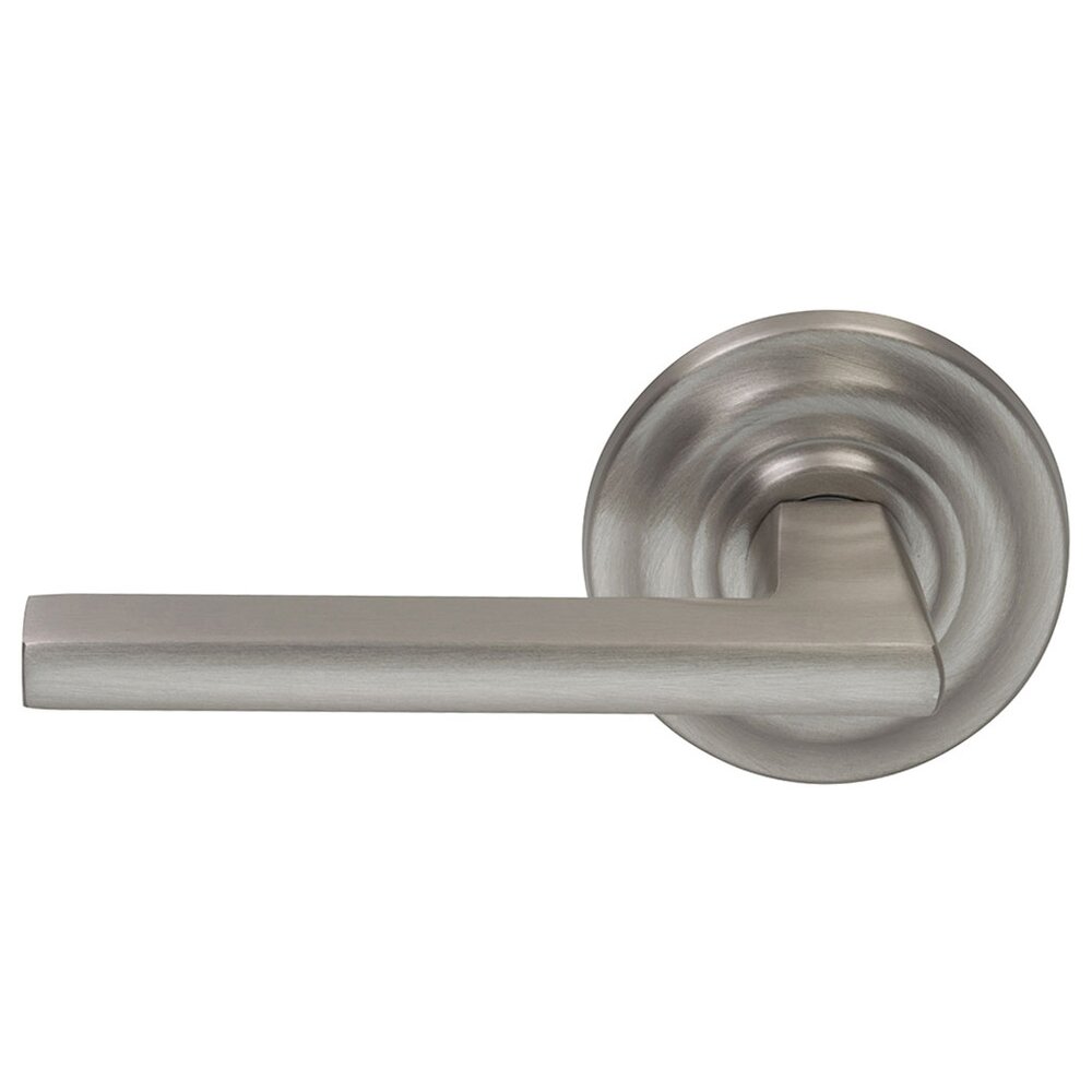 Left-Handed Single Dummy Wedge Lever with Traditional Rose in Satin Nickel Lacquered Plated, Lacquered