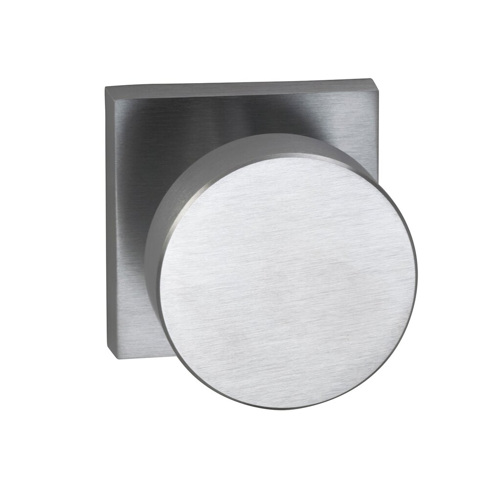 Single Dummy Puck Knob with Square Rose in Polished Chrome Plated