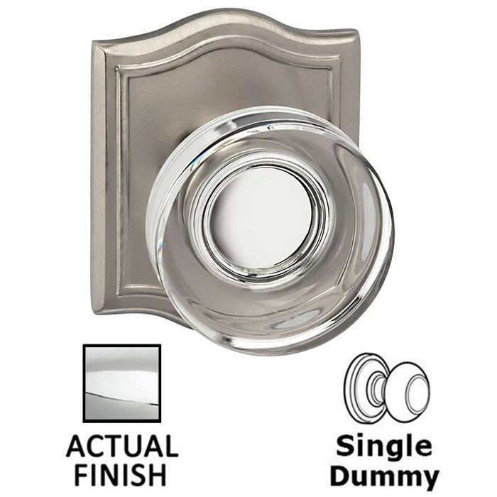 Single Dummy Puck Glass Knob With Arched Rose in Polished Chrome