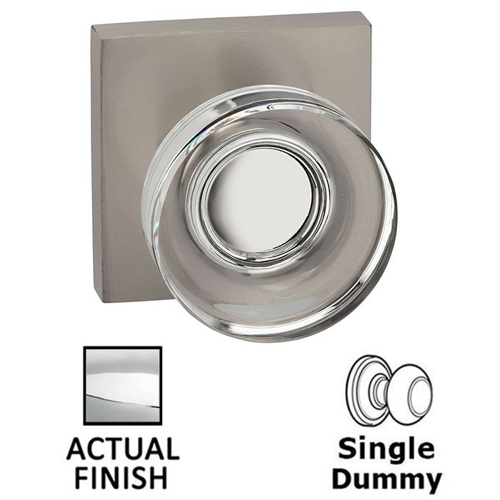 Single Dummy Puck Glass Knob With Square Rose in Polished Chrome