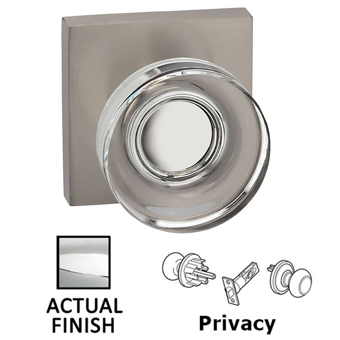 Privacy Puck Glass Knob With Square Rose in Polished Chrome