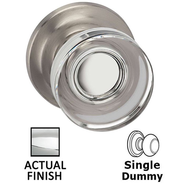 Single Dummy Puck Glass Knob With Traditional Rose in Polished Chrome