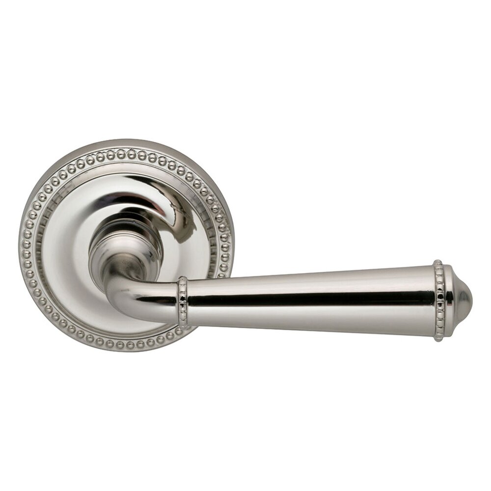 Passage Traditions Right Handed Beaded Lever with Beaded Rosette in Polished Nickel Lacquered
