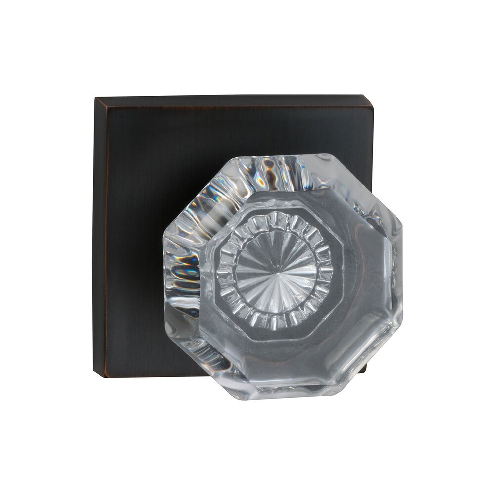 Passage Glass Knob with Square Rose in Tuscan Bronze