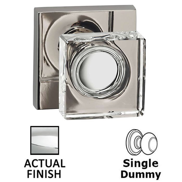 Single Dummy Square Glass Knob With Square Rose in Polished Chrome