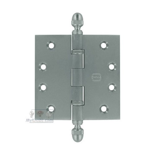 4" x 4" Ball Bearing, Solid Brass Hinge with Acorn Finials in Satin Chrome
