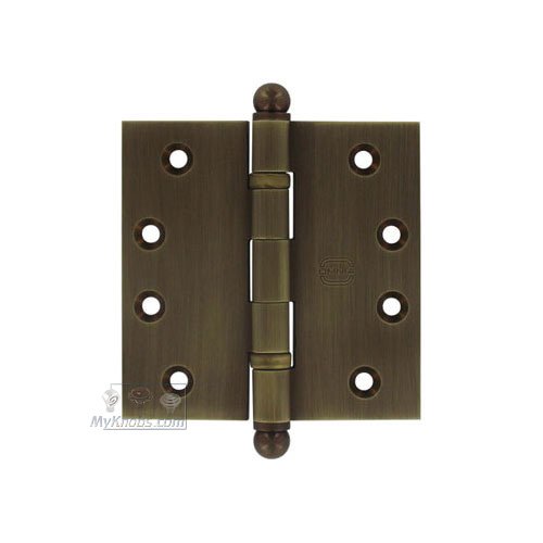 4" x 4" Ball Bearing, Solid Brass Hinge with Ball Finials in Shaded Bronze Lacquered, Lacquered