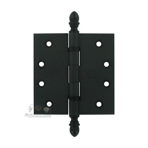 4" x 4" Ball Bearing, Solid Brass Hinge with Crown Finials in Oil-Rubbed Bronze, Lacquered