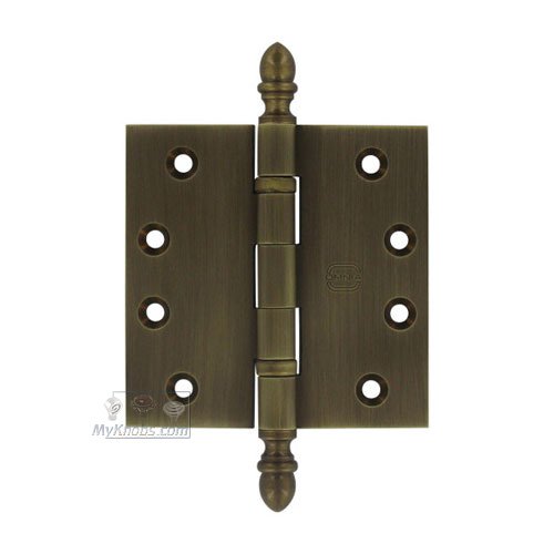 4" x 4" Ball Bearing, Solid Brass Hinge with Crown Finials in Shaded Bronze Lacquered, Lacquered