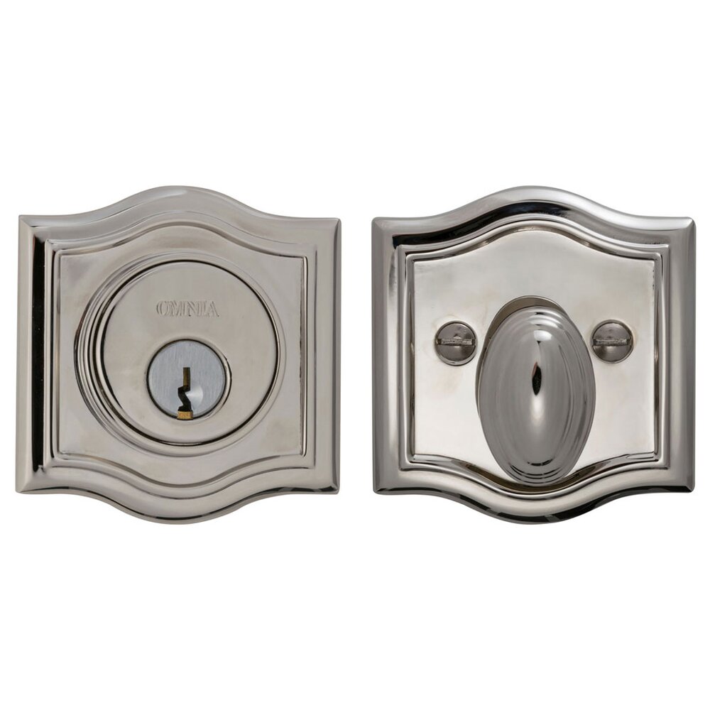 Arched Single Cylinder Deadbolt in Polished Polished Nickel Lacquered