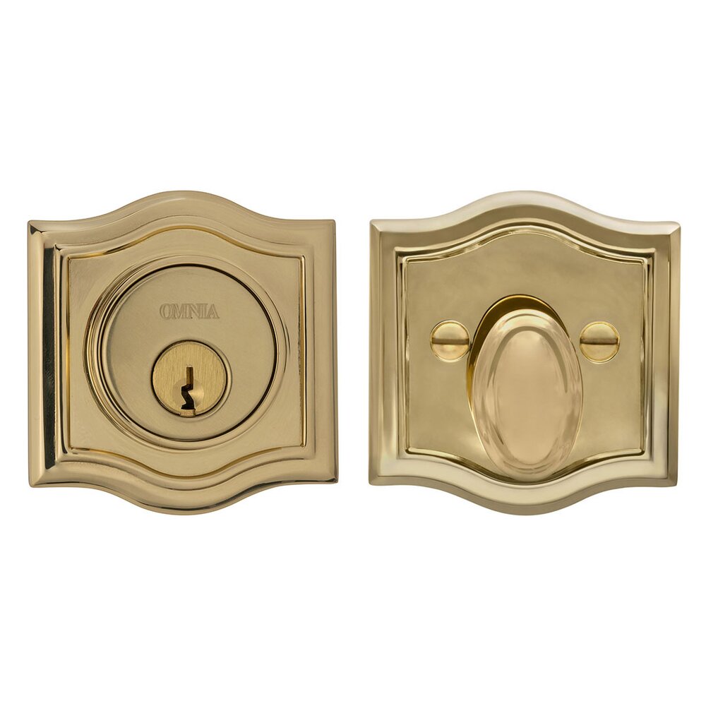 Arched Single Cylinder Deadbolt in Polished Brass Lacquered