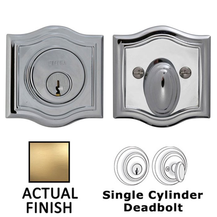 Arched Single Cylinder Deadbolt in Satin Brass Lacquered