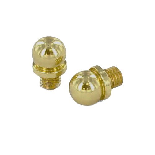 Pair of Ball Finials in Polished Brass Lacquered