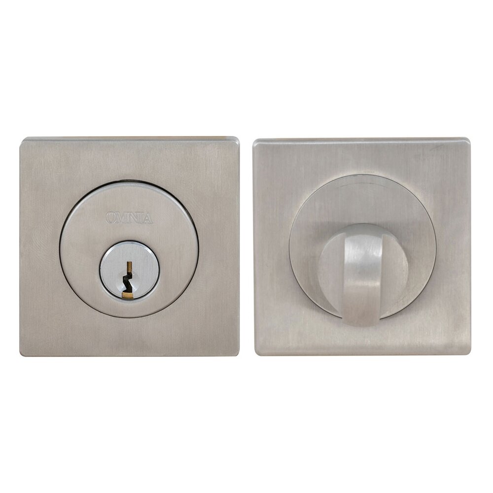 Single Square Deadbolt in Brushed Stainless Steel