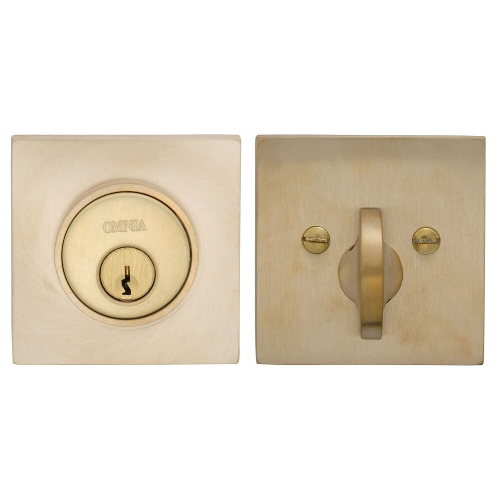 Square Single Cylinder Deadbolt in Satin Brass Lacquered