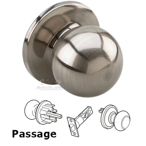 Passage Ball Door Knob with 4-Way Latch in Antique Nickel
