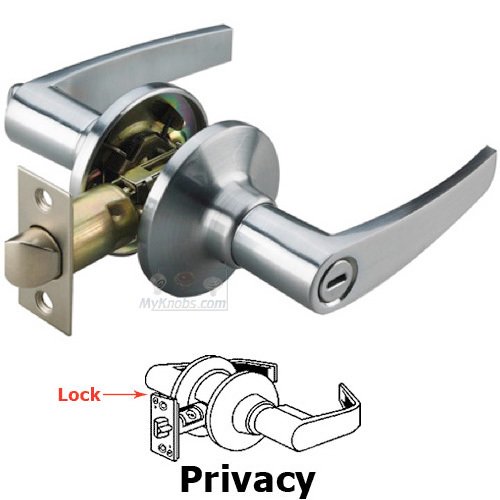 Privacy Straight Door Lever in Satin Chrome